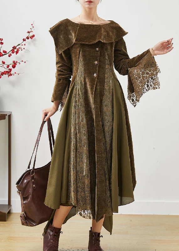 French Army Green Asymmetrical Patchwork Cotton Dresses Spring Trendy new unclassified dresses French Army Green Asymmetrical Patchwork Cotton Dresses Spring Trendy new unclassified dresses