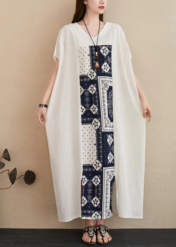Handmade v neck Fashion Ideas white patchwork print Dresses Budget-friendly unclassified dresses Handmade v neck Fashion Ideas white patchwork print Dresses Budget-friendly unclassified dresses