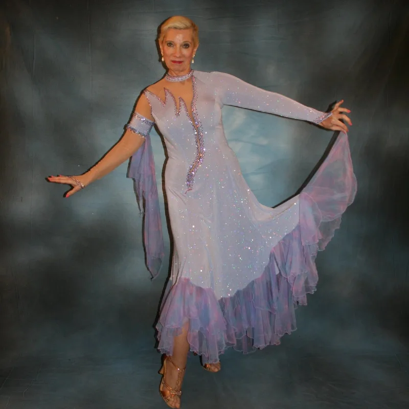 Periwinkle Blue Ballroom Dress with Pink Accents-Monique Open-back unclassified dresses
