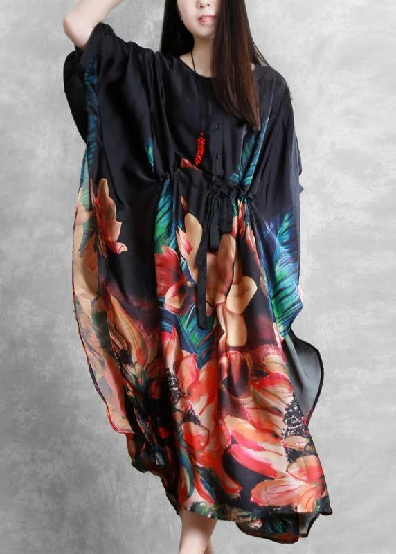 Natural o neck Batwing Sleeve summer dresses black print Dresses Comfortable unclassified dresses Natural o neck Batwing Sleeve summer dresses black print Dresses Comfortable unclassified dresses