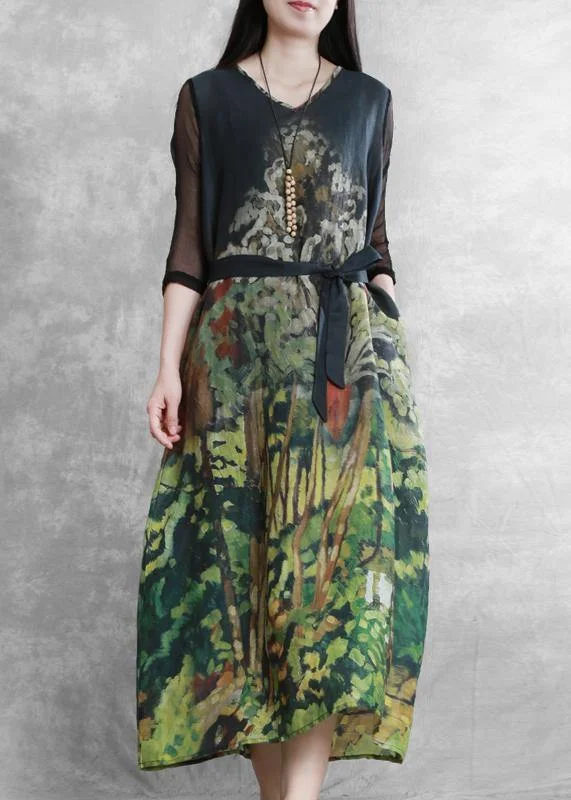 DIY v neck tie waist summer clothes Wardrobes green Forest print Dresses Luxury unclassified dresses DIY v neck tie waist summer clothes Wardrobes green Forest print Dresses Luxury unclassified dresses