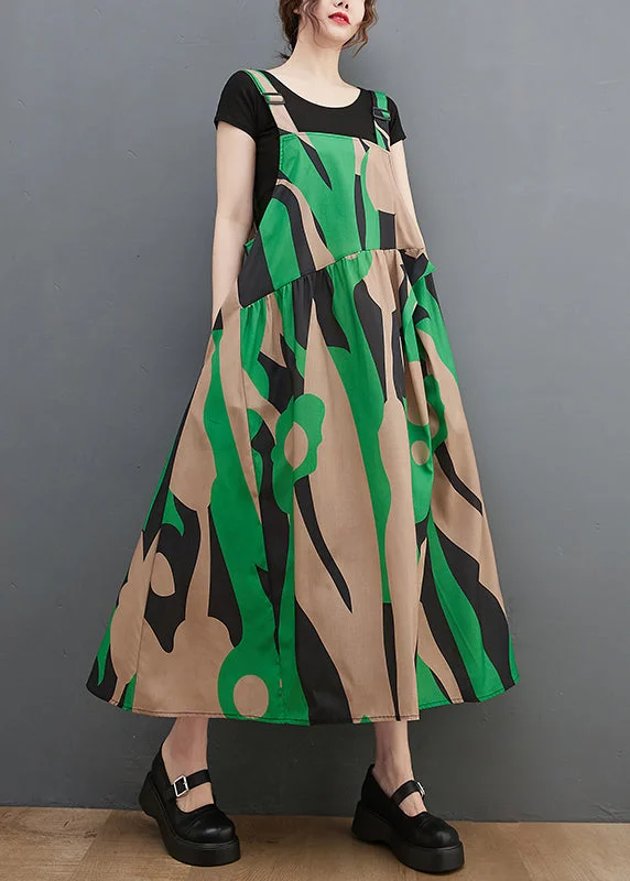 Vogue Green asymmetrical design pocket Spaghetti Strap Dress Summer Plus size unclassified dresses