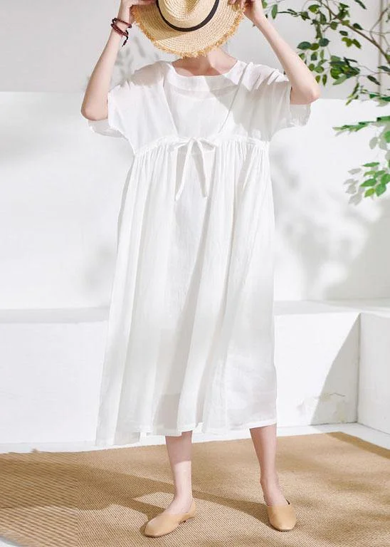 Comfy White Tie Waist Patchwork Summer Ramie Vacation Dresses Half Sleeve Short unclassified dresses Comfy White Tie Waist Patchwork Summer Ramie Vacation Dresses Half Sleeve Short unclassified dresses