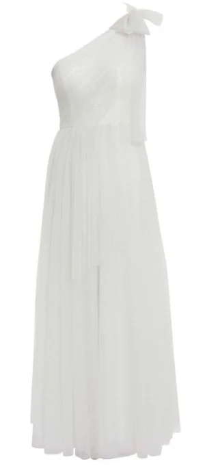 Akira Spot Tulle Maxi Dress White