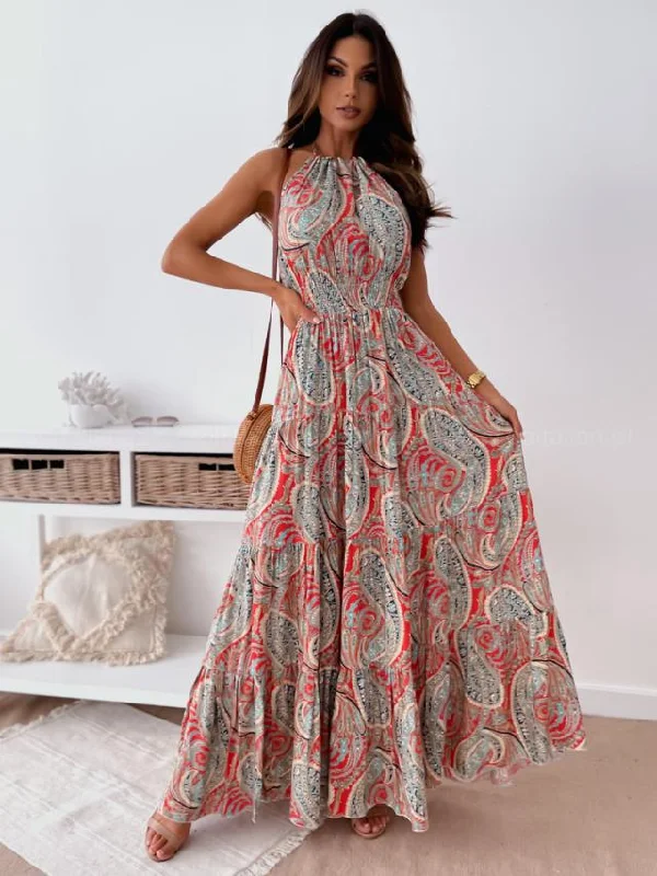 Never Too Much Printed Open Back Maxi Dress