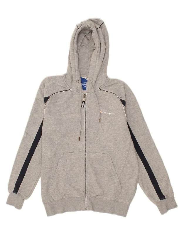 CHAMPION Womens Oversized Graphic Zip Hoodie Sweater UK 10 Small Grey Casual sweaters