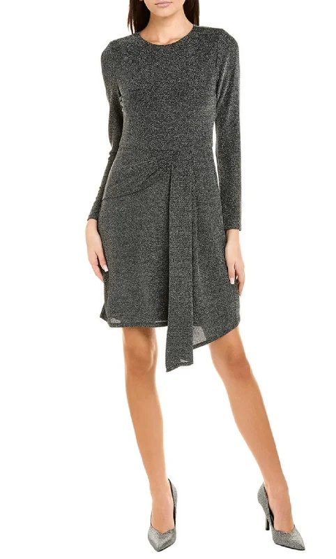 London Times T6499M - Long Sleeve Dangling Skirt Glittered Dress Boho mini dresses