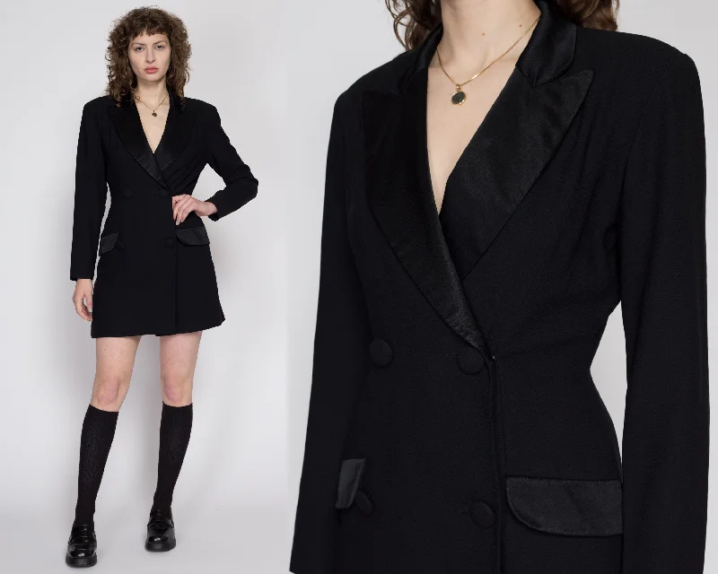 Small 80s Black Mini Power Suit Romper Beach mini dresses