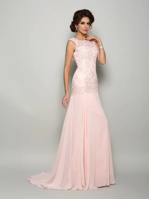 Mermaid Beading Sleeveless Long Chiffon Mother of the Bride Dresses Chic maxi dresses