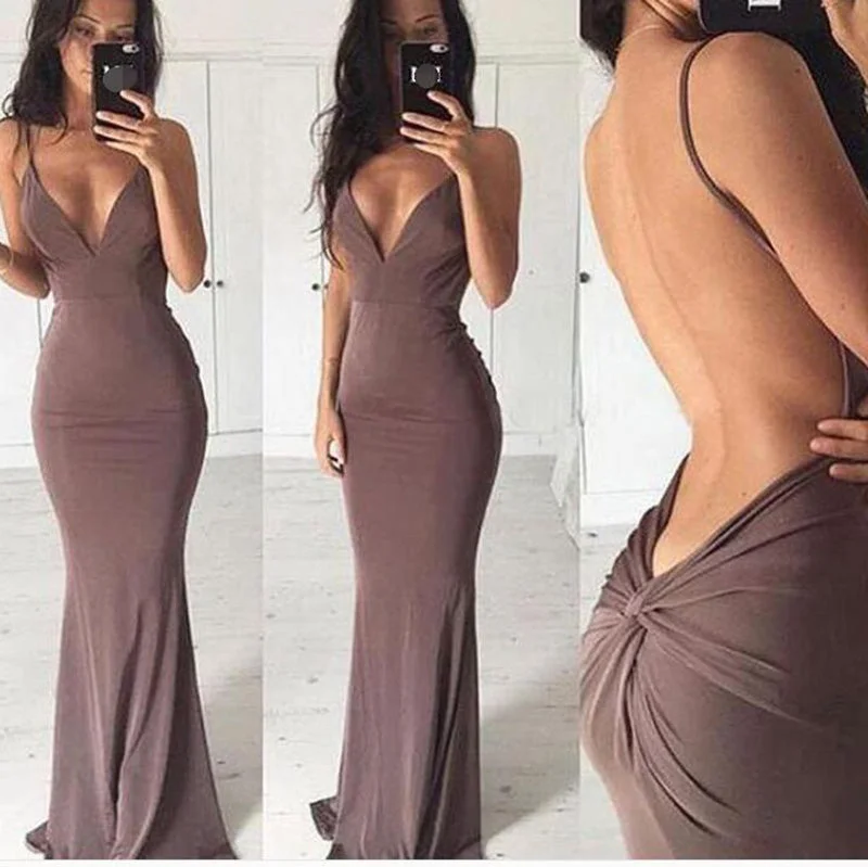 Grey Spaghetti Straps Fitted Jersey Prom Dresses Long Mermaid Evening Gown Vestido De Festa 2020 Red carpet maxi dresses