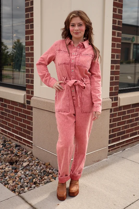Long Sleeve Cotton Twill Jumpsuit—Rust H&M maxi dresses