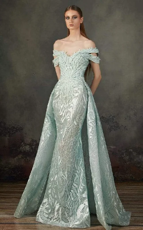 MNM COUTURE - K3721 Off Shoulder Emboss Tailored Long Dress Best maxi dresses for summer vacation