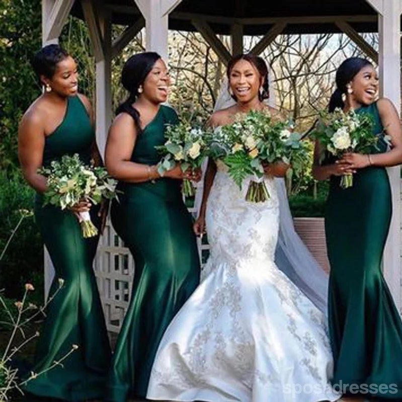 Sexy Green Mermaid One Shoulder Maxi Long Wedding Guest Bridesmaid Dresses,WG1752 Anniversary maxi dresses