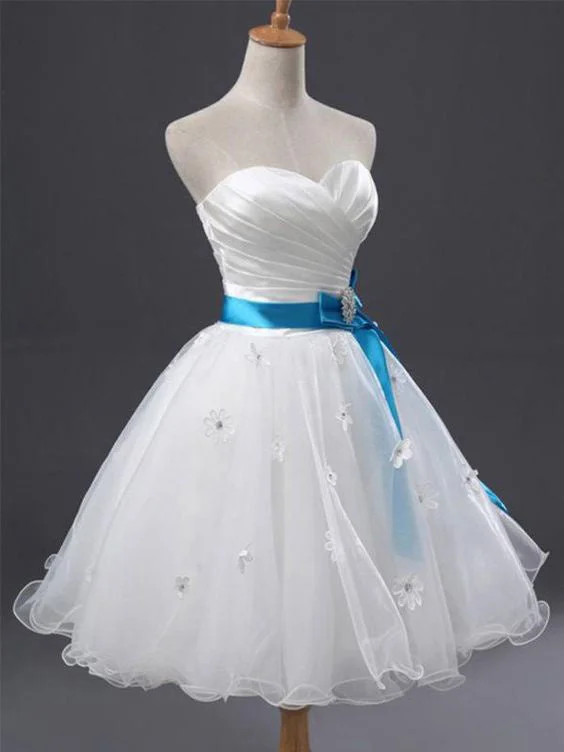 Homecoming Dress White Tulle Sweetheart Short Prom Dress Party Dress JK263 Best party dresses for curvy figures