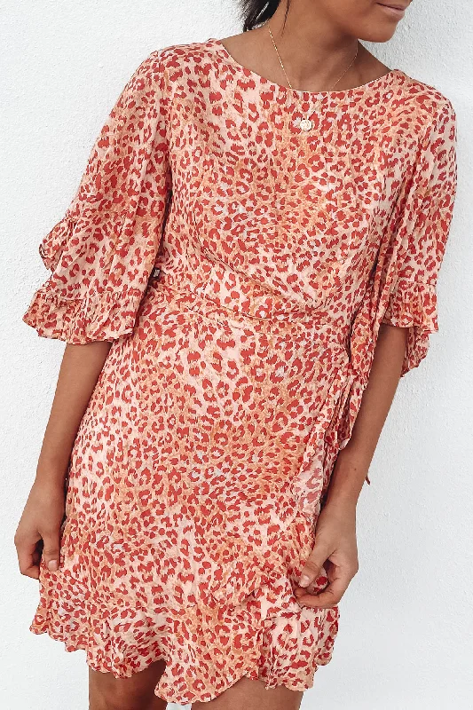 Kenzie Mini Dress Orange--Comfortable Mini Skirt