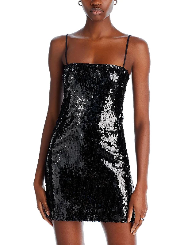 Womens Sequin Mini Cocktail And Party Dress--Boho Chic Mini Skirt
